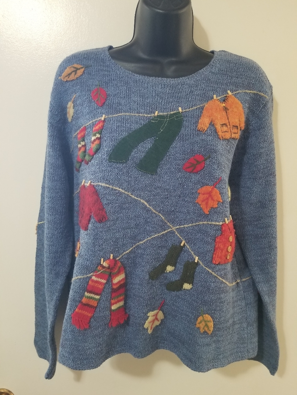 Northern Isles Fall Sweater Cottagecore Leaves Scenic Knit M/L